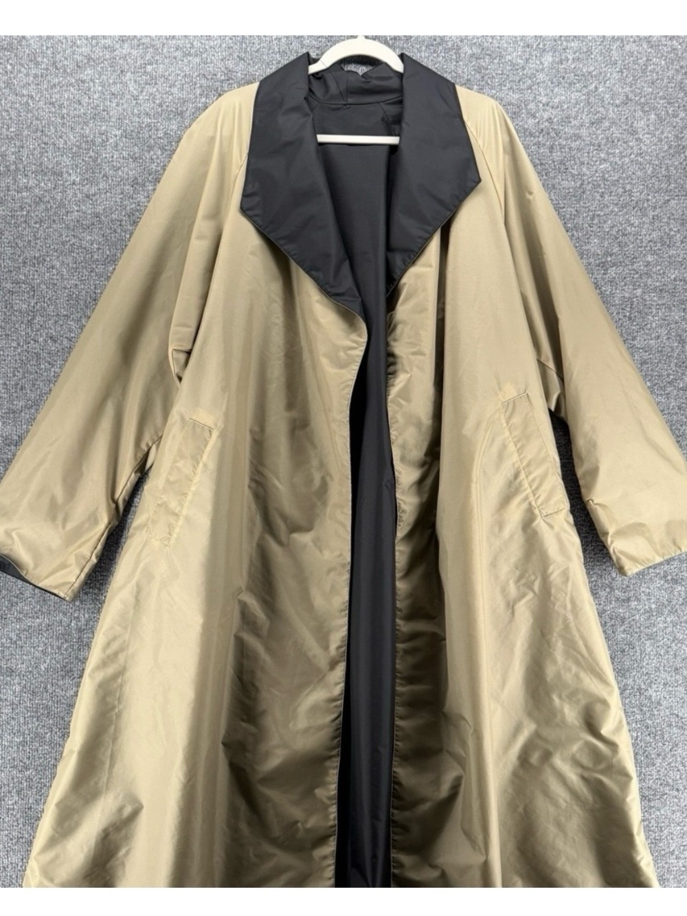 Vintage Aqua Sheen Jacket Womens M Beige Reversible Raincoat Trench Quiet Luxary